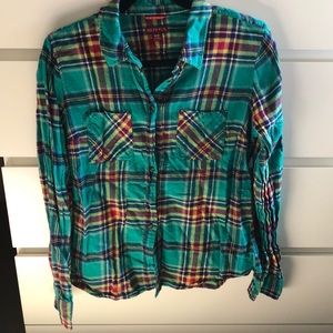 Teal Aqua Plaid Flannel